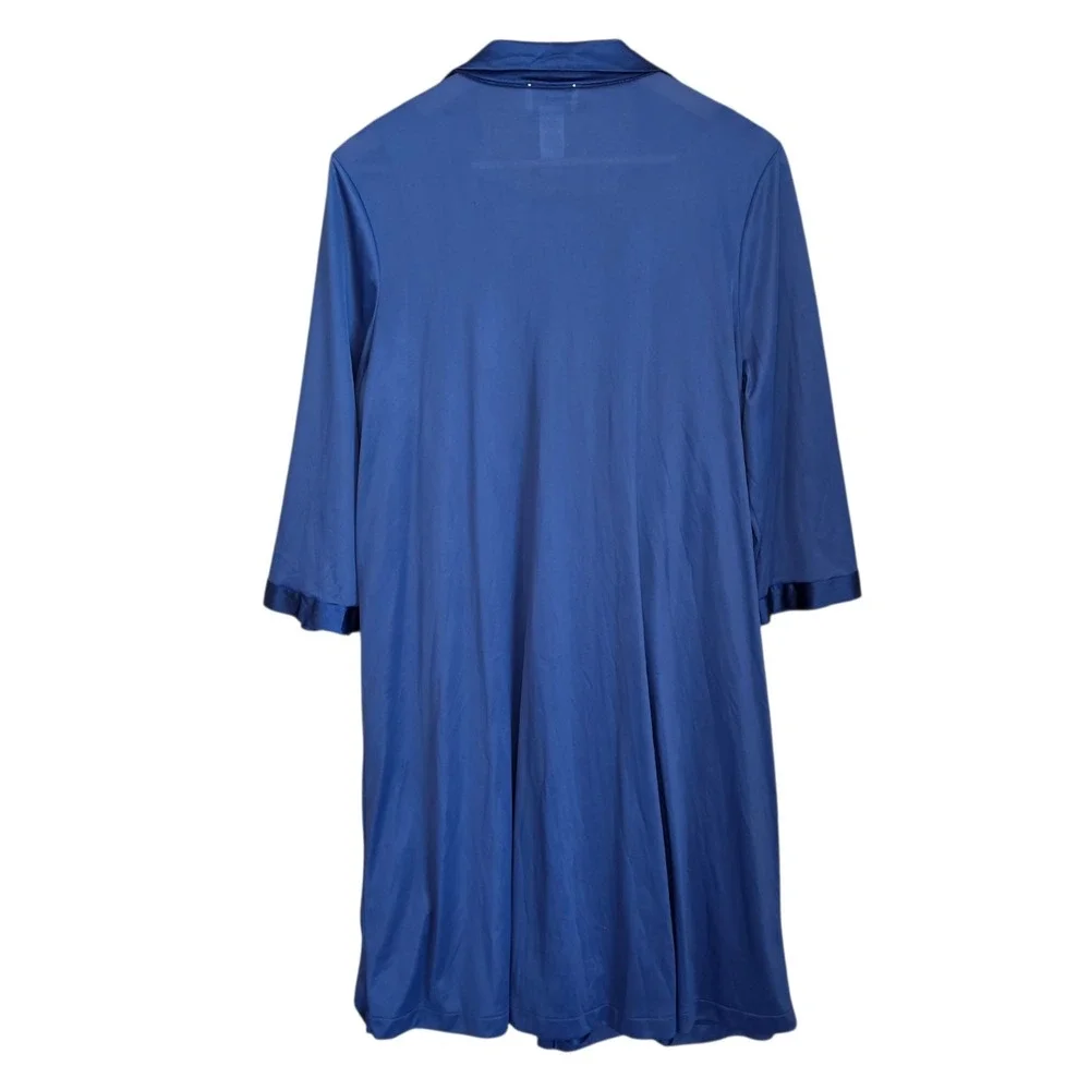 VTG Vanity Fair Nightgown Robe Set Medium Blue Peignoir Embroidered Sleepwear